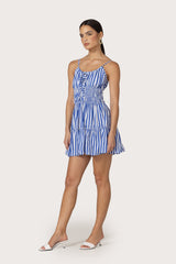 Rosa Poplin Mini Dress in Lapis Stripe