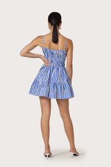 Rosa Poplin Mini Dress in Lapis Stripe