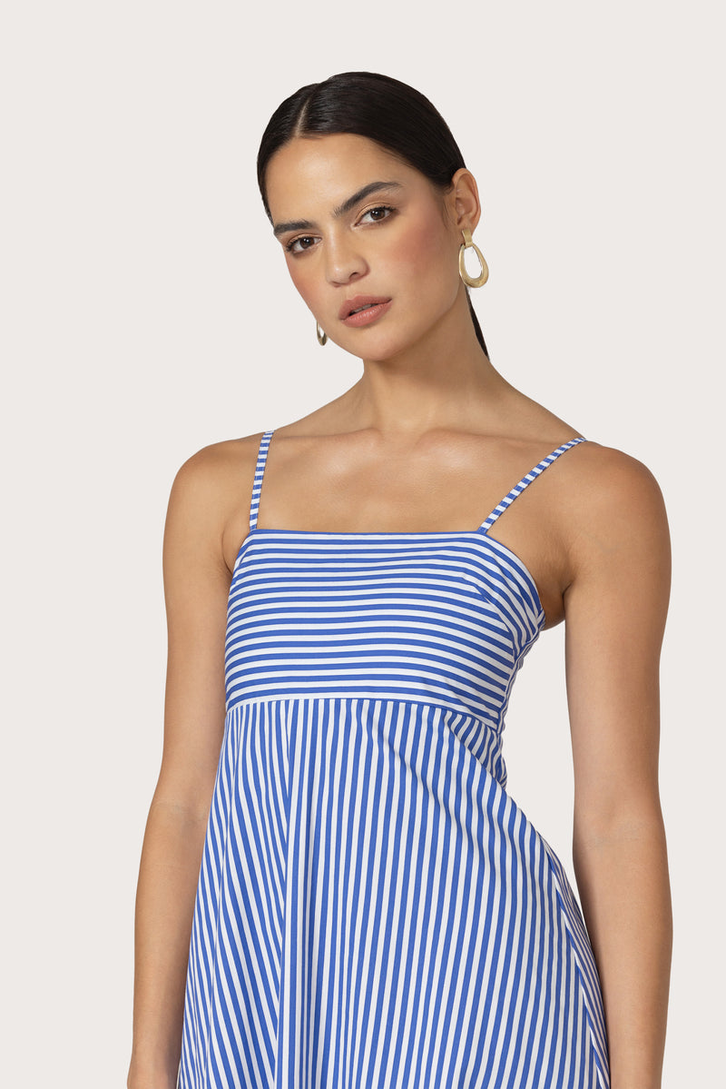 Tashi Poplin Maxi Dress in Lapis Stripe