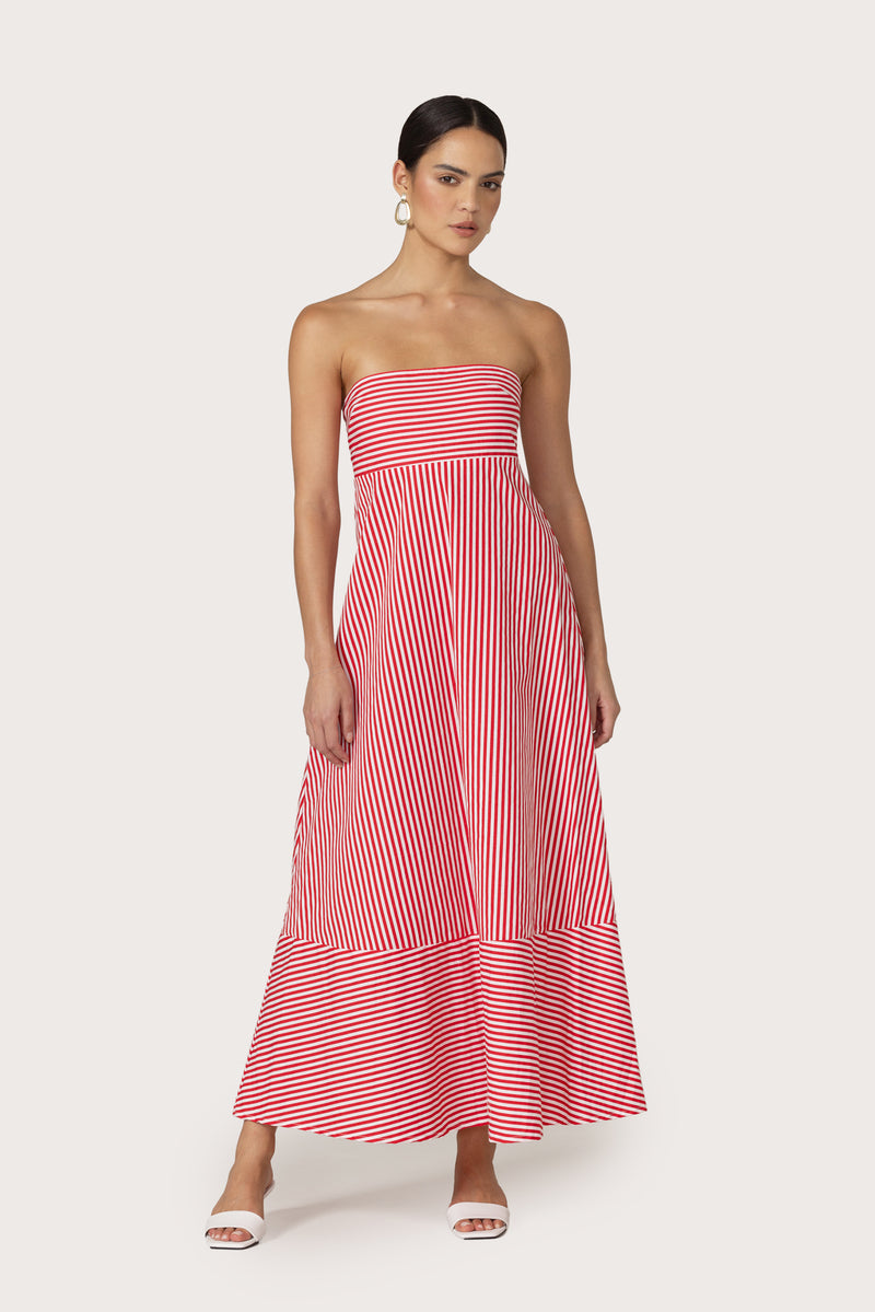 Timothy Poplin Maxi Dress in Marlo Stripe Lusana Timothy Poplin Maxi Dress in Marlo Stripe Lusana