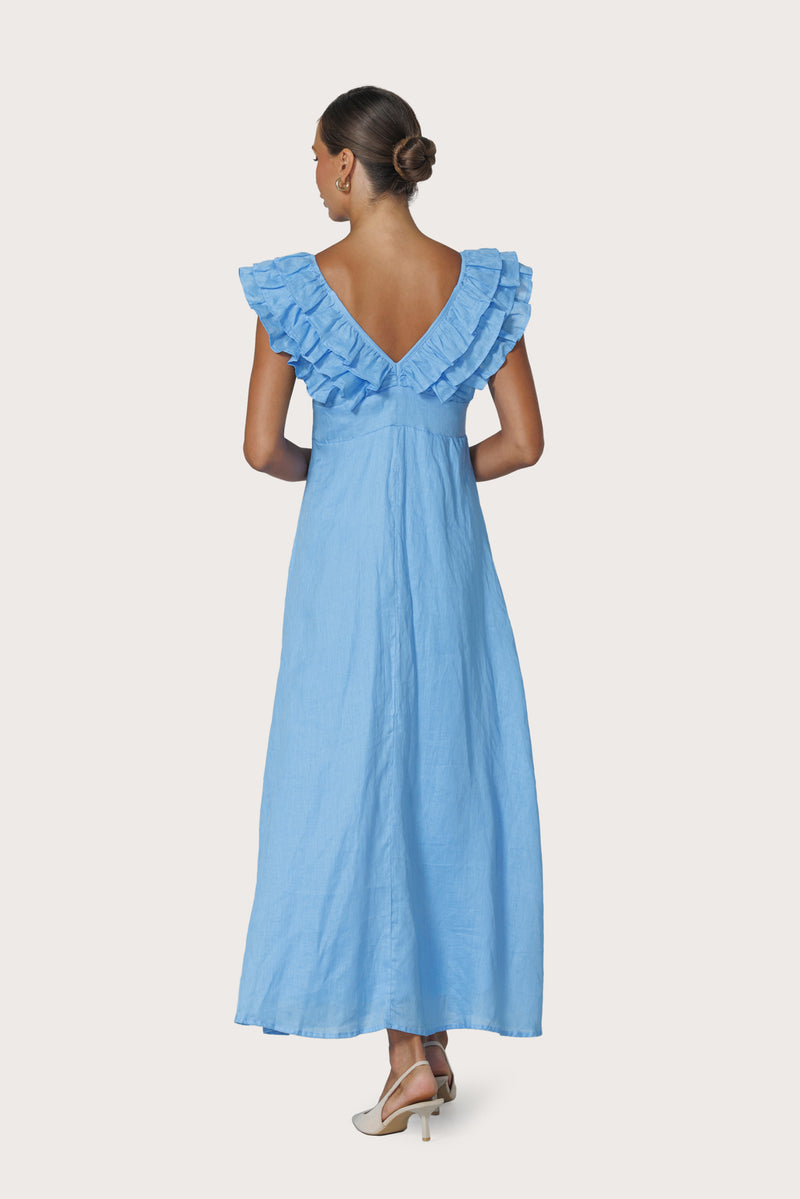 Scarlett Maxi Linen Dress in Neu Bleu