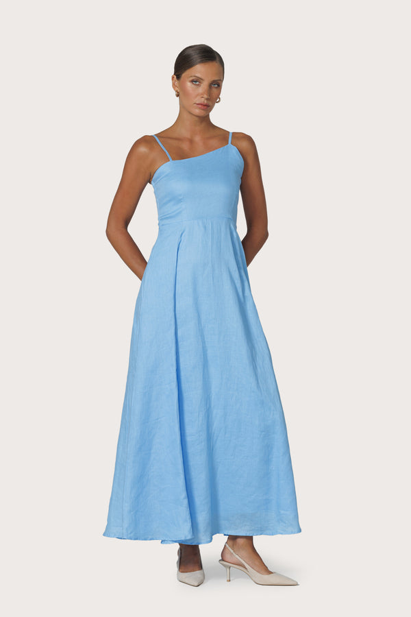 Elise Linen Dress in Neu Bleu