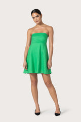 Talia Pintuck Linen Mini Dress in Kelly Green