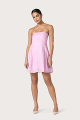 Talia Pintuck Linen Mini Dress in Slipper