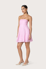 Talia Pintuck Linen Mini Dress in Slipper