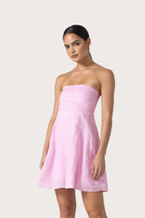 Talia Pintuck Linen Mini Dress in Slipper