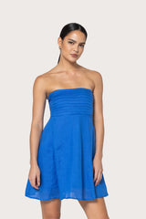 Talia Linen Mini Dress in Atlantic Blue
