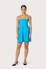 Talia Linen Mini Dress in Caribbean Blue