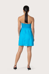 Talia Linen Mini Dress in Caribbean Blue