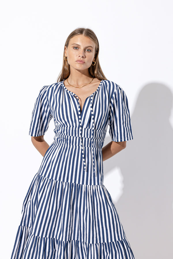Tori Poplin Maxi Dress in Blair Stripe