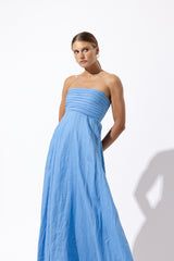 Talia Linen Maxi Dress in Blu