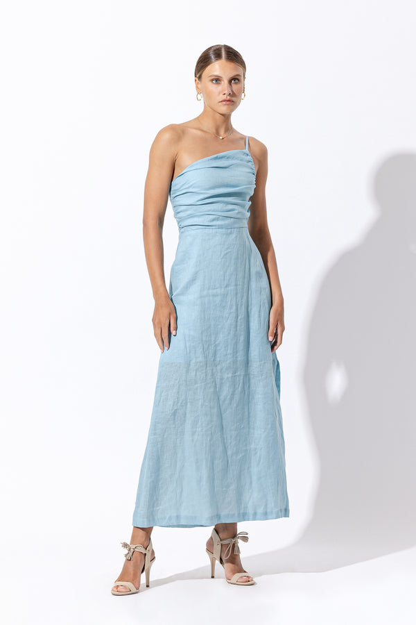 Poppy Linen Maxi Dress in Glacial