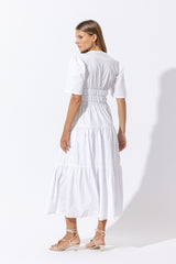 Tori Poplin Maxi Dress in White