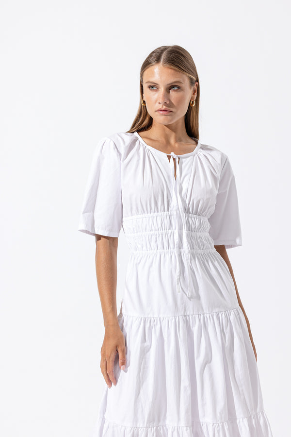Tori Poplin Maxi Dress in White
