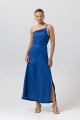 Poppy Linen Maxi Dress in Sapphire