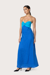 Melody Linen Maxi Dress in Atlantic Blue