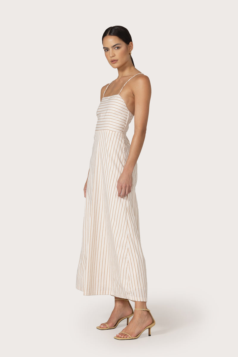 Nyla Maxi Dress in Neutral Stripe