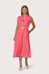 Chloe Belted Linen Shirt Dress in French Spot