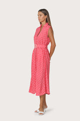 Chloe Belted Linen Shirt Dress in French Spot