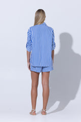 Shiloh Poplin Shirt in Lapis Stripe