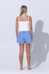 Donovan Poplin Short in Lapis Stripe