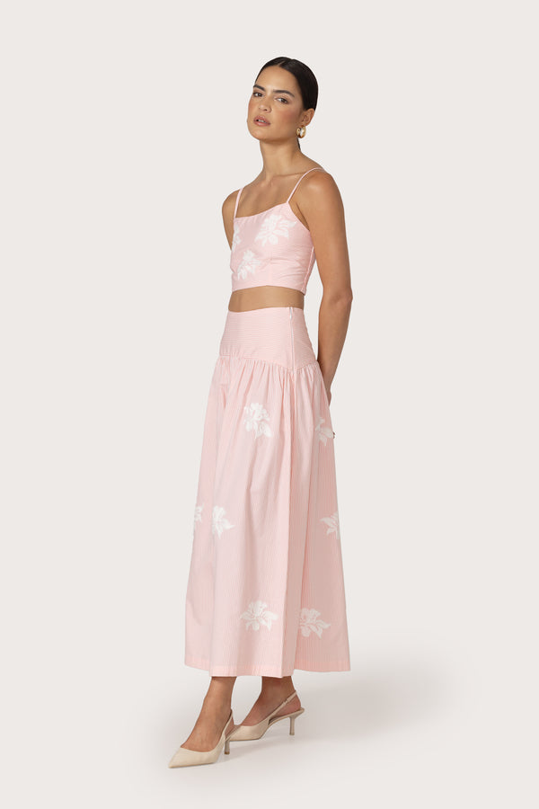 Oliver Skirt in Orchid Stripe Embroidery