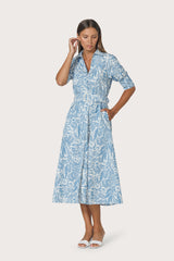 Chrissie Belted Maxi Poplin Dress in Botanical
