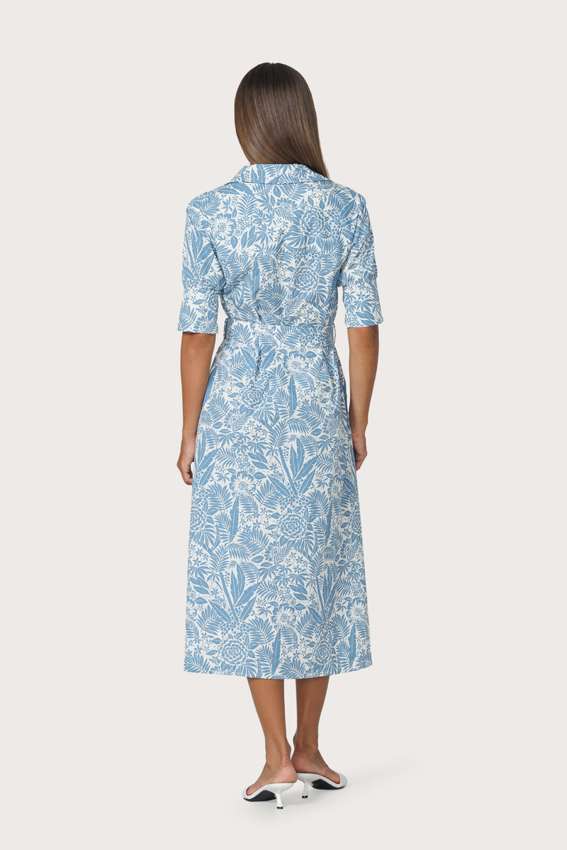 Chrissie Belted Maxi Poplin Dress in Botanical