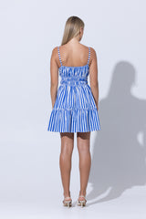 Rosa Poplin Mini Dress in Lapis Stripe