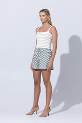 Matteo Poplin Short in Olive Stripe