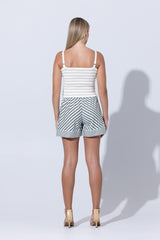 Matteo Poplin Short in Olive Stripe