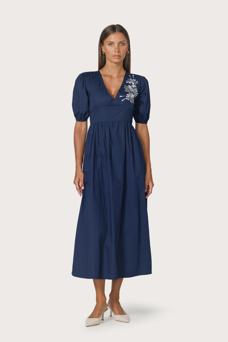 Coco Dress Embroidered Poplin Dress in Byzantine