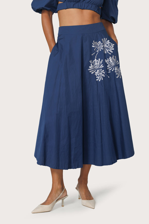 Saatchi Embroidered Poplin Skirt in Byzantine