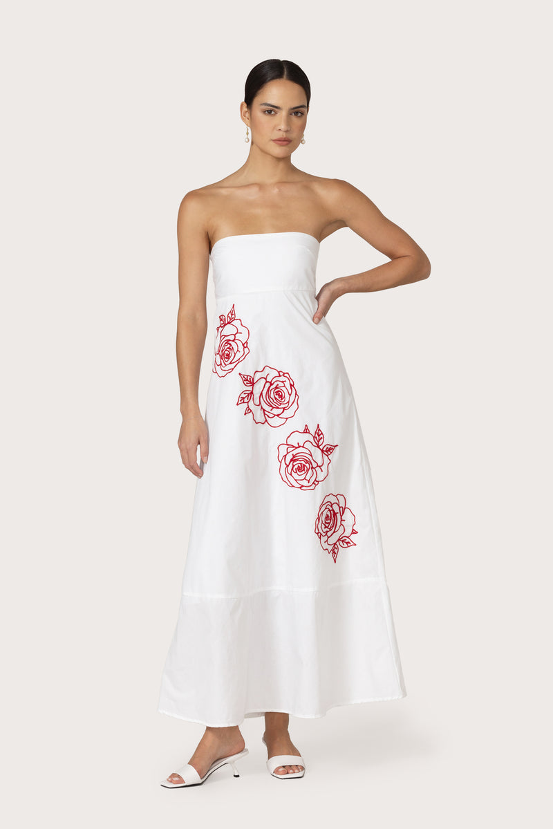 Timothy Poplin Maxi Dress in Cleo Embroidery