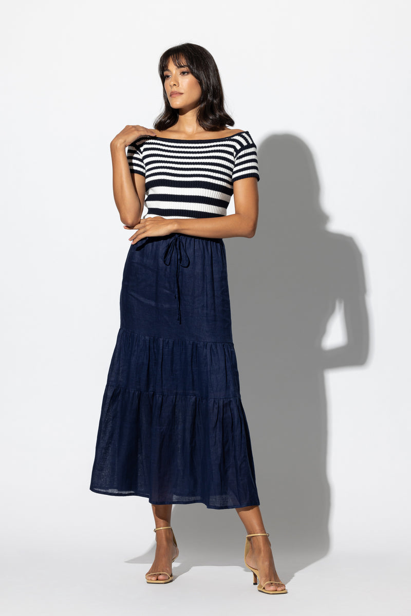 Georgia Knitted Top in Mixed Stripe
