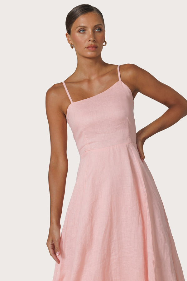 Elise Linen Dress in Pink Lady