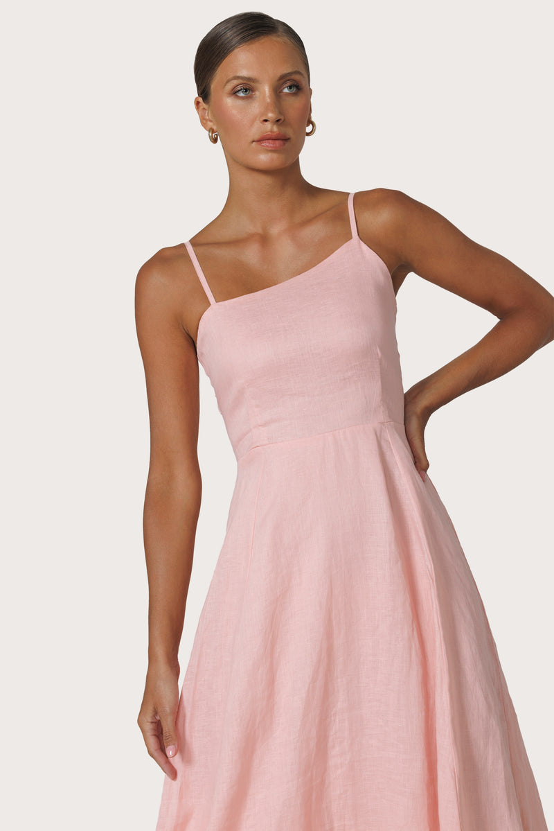 Elise Linen Dress in Pink Lady
