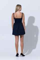 Jordin Poplin Mini Dress in Midnight