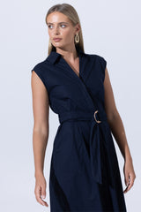 Chloe Poplin Shirt Dress in Midnight