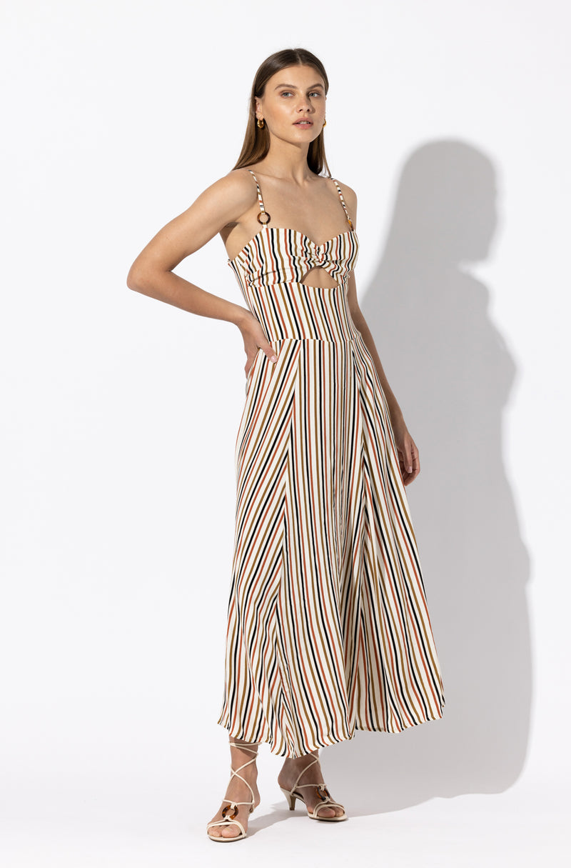 Siang Crepe Maxi Dress in Chrystal Stripe