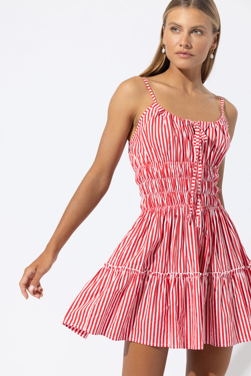 Rosa Poplin Mini Dress in Marlo Stripe