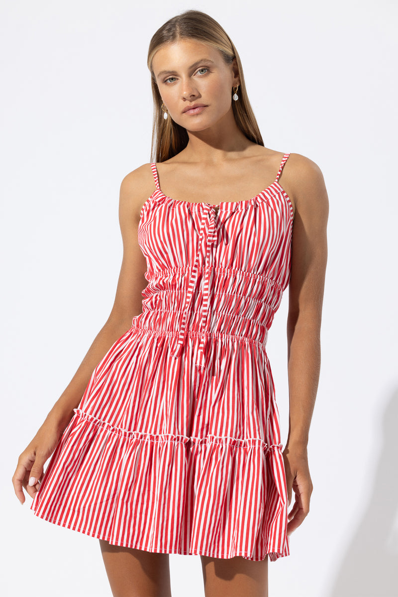 Rosa Poplin Mini Dress in Marlo Stripe