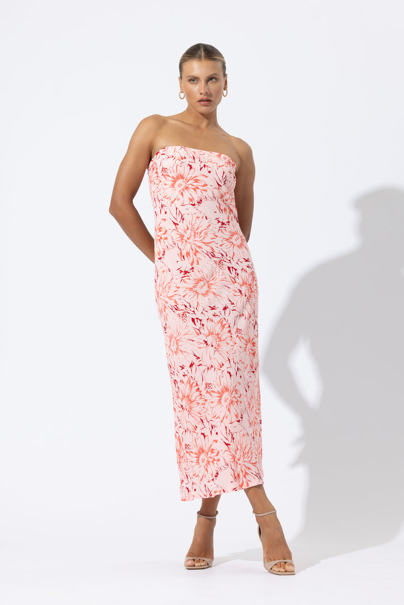 Gio Crepe Midi Dress in Azalea Floral