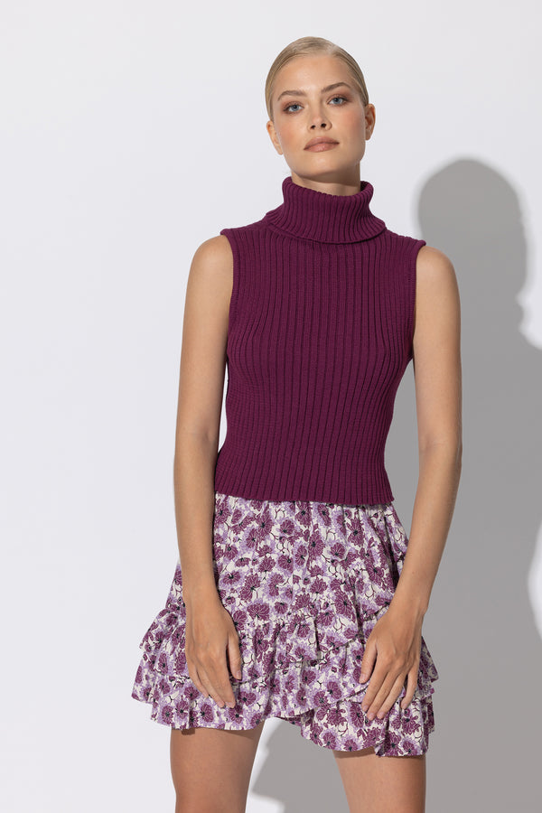 Thea Knitted Top in Berry