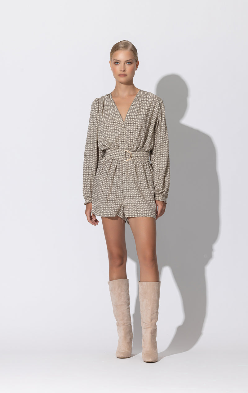 Robyn Belted Playsuit in Obi Abstract