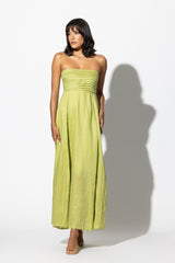Talia Linen Pintuck Maxi Dress in Sage - Final Sale