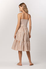Arlen Midi Dress in Caramel Stripe - Final Sale