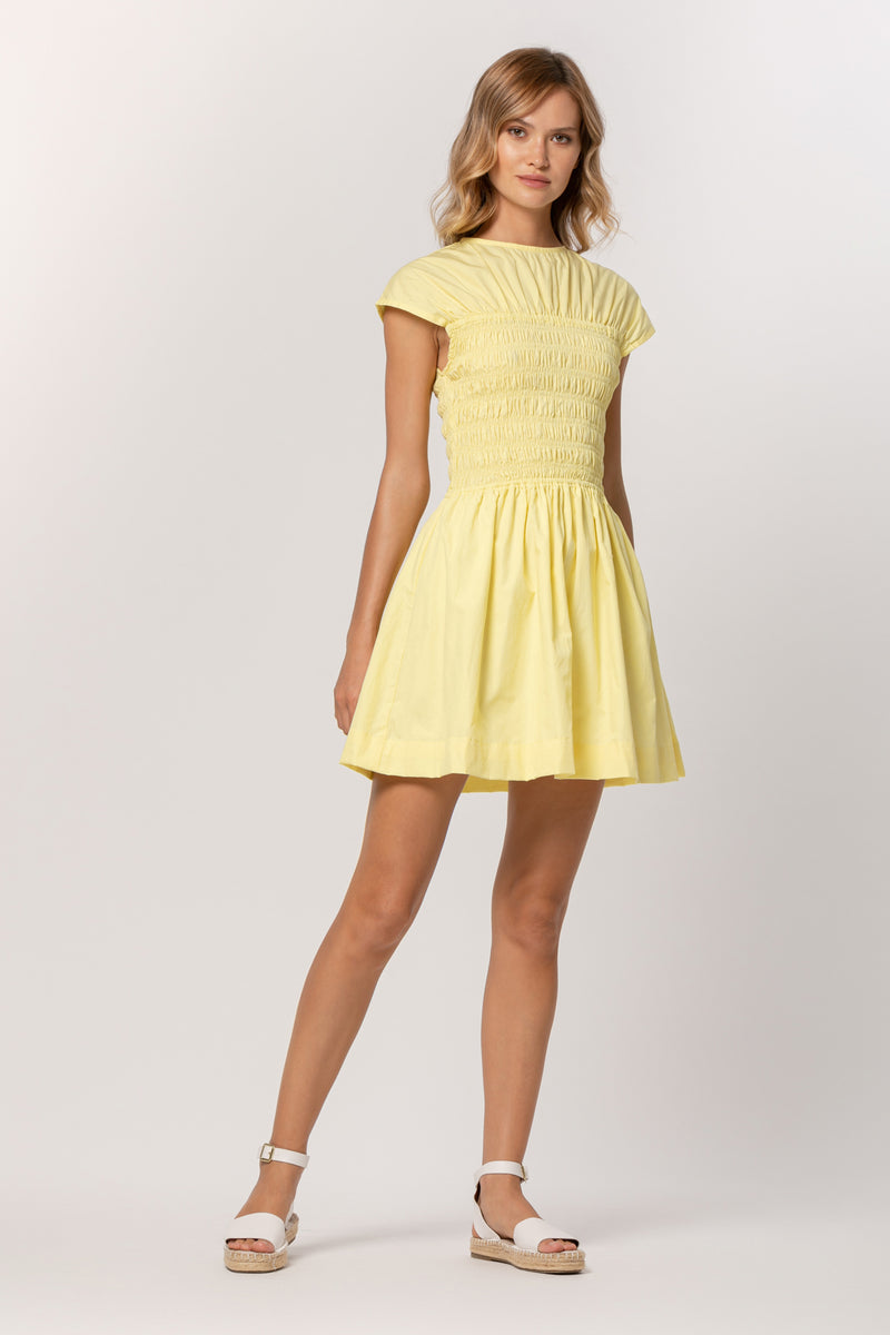 Demi Cotton Poplin Dress in Lemon